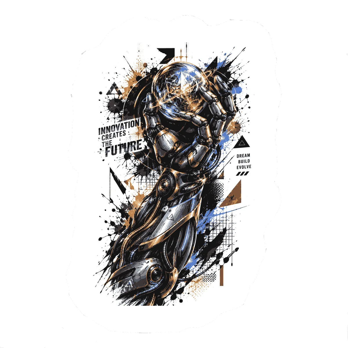 Close-up of the robot hand sticker artwork