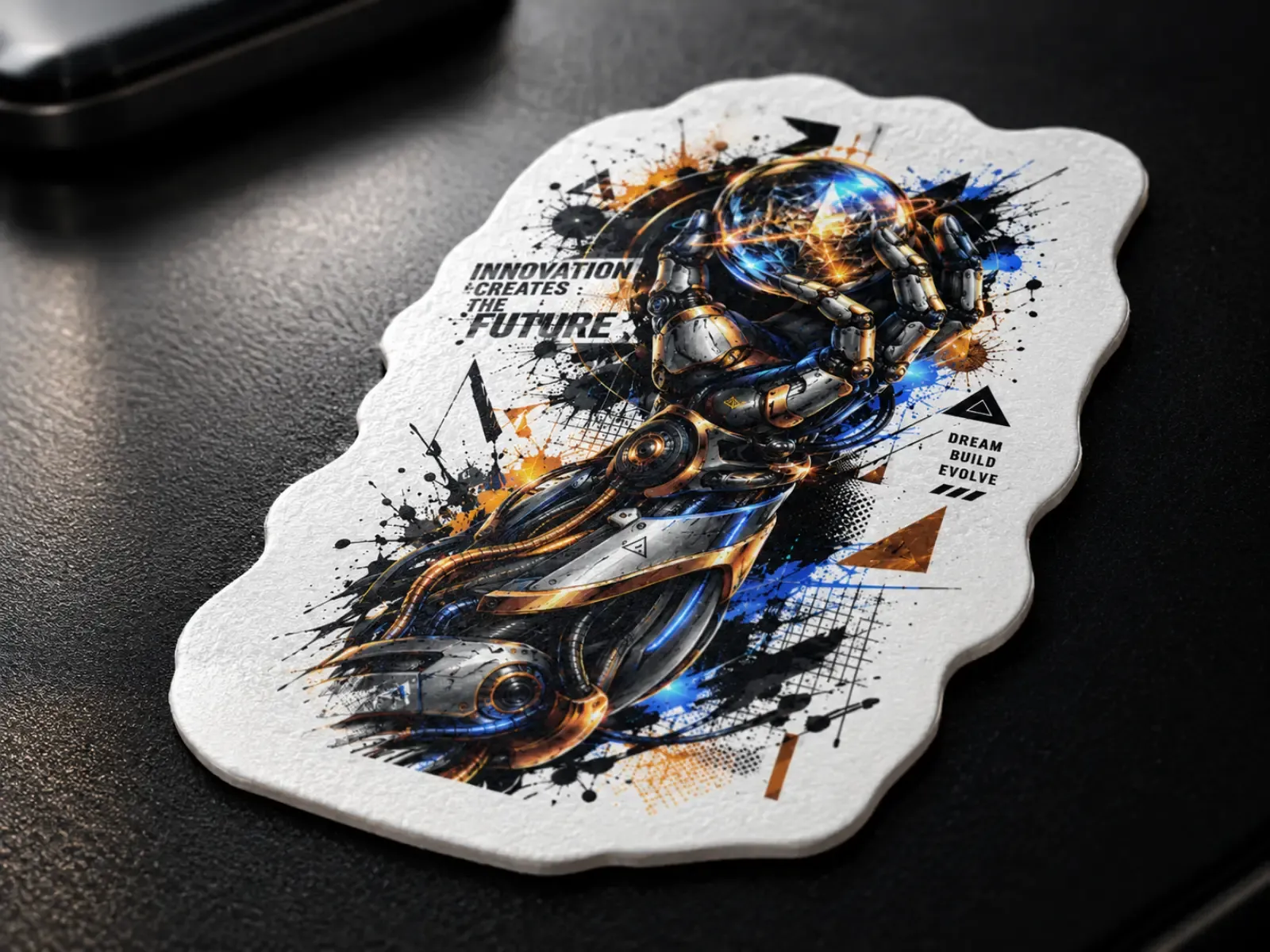 Close-up of the robot hand sticker artwork